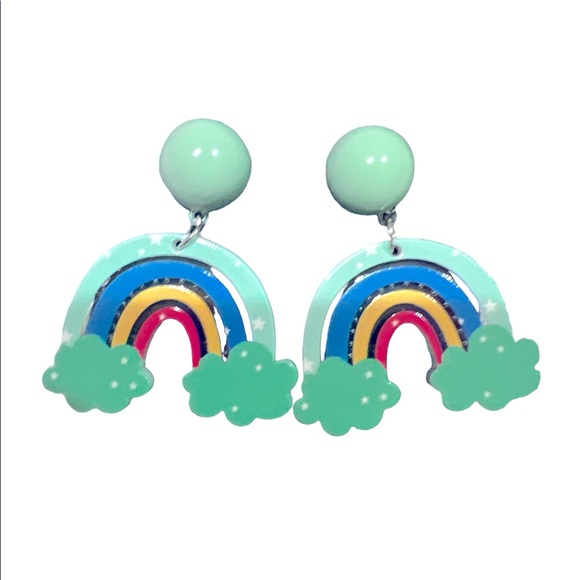 Nickel free Rainbow earrings. Butterfly backing. Bundle items to reduce shipping - Picture 2 of 3